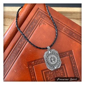 Antiqued silver Nordic Tree of Life rope Talisman